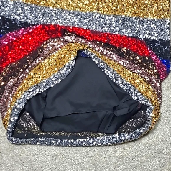 Women's GAP “Crazy Stripe” Sequin Party Holiday Cocktail Dress Size Small - Picture 10 of 12